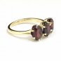UNIQUE 14K SOLID YELLOW GOLD & 3 TCW OVAL GARNET THREE STONE RING ~ FREE S&H