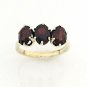 UNIQUE 14K SOLID YELLOW GOLD & 3 TCW OVAL GARNET THREE STONE RING ~ FREE S&H