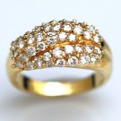 STUNNING 14K SOLID YELLOW GOLD 1.29CT DIAMOND CLUSTER RING WIDE MULTI LEVEL BAND