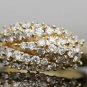 STUNNING 14K SOLID YELLOW GOLD 1.29CT DIAMOND CLUSTER RING WIDE MULTI LEVEL BAND