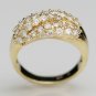 STUNNING 14K SOLID YELLOW GOLD 1.29CT DIAMOND CLUSTER RING WIDE MULTI LEVEL BAND