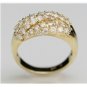 STUNNING 14K SOLID YELLOW GOLD 1.29CT DIAMOND CLUSTER RING WIDE MULTI LEVEL BAND