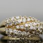 STUNNING 14K SOLID YELLOW GOLD 1.29CT DIAMOND CLUSTER RING WIDE MULTI LEVEL BAND