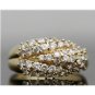 STUNNING 14K SOLID YELLOW GOLD 1.29CT DIAMOND CLUSTER RING WIDE MULTI LEVEL BAND
