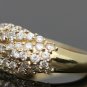 STUNNING 14K SOLID YELLOW GOLD 1.29CT DIAMOND CLUSTER RING WIDE MULTI LEVEL BAND
