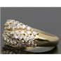 STUNNING 14K SOLID YELLOW GOLD 1.29CT DIAMOND CLUSTER RING WIDE MULTI LEVEL BAND