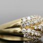 STUNNING 14K SOLID YELLOW GOLD 1.29CT DIAMOND CLUSTER RING WIDE MULTI LEVEL BAND
