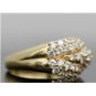 STUNNING 14K SOLID YELLOW GOLD 1.29CT DIAMOND CLUSTER RING WIDE MULTI LEVEL BAND