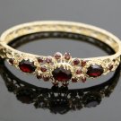 VINTAGE ESTATE 14K YELLOW GOLD & 9+ CARAT GARNET BANGLE BRACELET ~ GORGEOUS!!