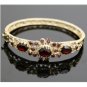 VINTAGE ESTATE 14K YELLOW GOLD & 9+ CARAT GARNET BANGLE BRACELET ~ GORGEOUS!!
