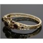 VINTAGE ESTATE 14K YELLOW GOLD & 9+ CARAT GARNET BANGLE BRACELET ~ GORGEOUS!!