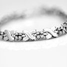 ELEGANT 14K WHITE GOLD & 1.10 TCW DIAMOND LINKS X TENNIS BRACELET ~HEAVY 18.5GR!