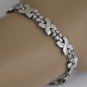 ELEGANT 14K WHITE GOLD & 1.10 TCW DIAMOND LINKS X TENNIS BRACELET ~HEAVY 18.5GR!