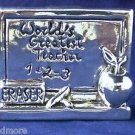 925 Sterling Silver miniature chalkboard ' World's Greatest Teacher ' GREAT GIFT