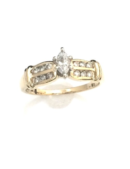 ESTATE 14K SOLID YELLOW GOLD 0.30TCW MARQUISE DIAMOND ENGAGEMENT RING ~ FREE S&H