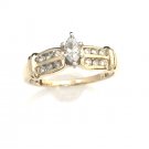 ESTATE 14K SOLID YELLOW GOLD 0.30TCW MARQUISE DIAMOND ENGAGEMENT RING ~ FREE S&H