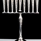 SOLID & HEAVY 925 STERLING SILVER HAMMERED DESIGN MENORAH  18" TALL ~ FREE S&H