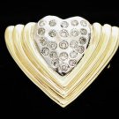 STUNNING 14K SOLID TWO-TONE GOLD & DIAMOND HEART PENDANT NECKLACE ENHANCER 9.2GR