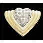 STUNNING 14K SOLID TWO-TONE GOLD & DIAMOND HEART PENDANT NECKLACE ENHANCER 9.2GR