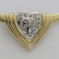 STUNNING 14K SOLID TWO-TONE GOLD & DIAMOND HEART PENDANT NECKLACE ENHANCER 9.2GR