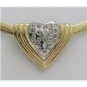 STUNNING 14K SOLID TWO-TONE GOLD & DIAMOND HEART PENDANT NECKLACE ENHANCER 9.2GR