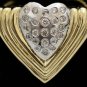 STUNNING 14K SOLID TWO-TONE GOLD & DIAMOND HEART PENDANT NECKLACE ENHANCER 9.2GR