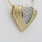 STUNNING 14K SOLID TWO-TONE GOLD & DIAMOND HEART PENDANT NECKLACE ENHANCER 9.2GR