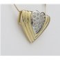 STUNNING 14K SOLID TWO-TONE GOLD & DIAMOND HEART PENDANT NECKLACE ENHANCER 9.2GR