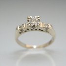 ANTIQUE ART DECO STYLE ROUND BRILLIANT DIAMOND 14K WHITE GOLD ENGAGEMENT RING