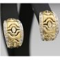 UNIQUE 14K SOLID YELLOW GOLD & DIAMOND MATTE GOLD PIERCED DESIGN ESTATE EARRINGS