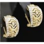 UNIQUE 14K SOLID YELLOW GOLD & DIAMOND MATTE GOLD PIERCED DESIGN ESTATE EARRINGS