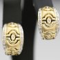 UNIQUE 14K SOLID YELLOW GOLD & DIAMOND MATTE GOLD PIERCED DESIGN ESTATE EARRINGS