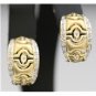 UNIQUE 14K SOLID YELLOW GOLD & DIAMOND MATTE GOLD PIERCED DESIGN ESTATE EARRINGS