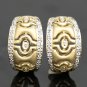 UNIQUE 14K SOLID YELLOW GOLD & DIAMOND MATTE GOLD PIERCED DESIGN ESTATE EARRINGS