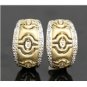 UNIQUE 14K SOLID YELLOW GOLD & DIAMOND MATTE GOLD PIERCED DESIGN ESTATE EARRINGS