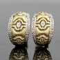 UNIQUE 14K SOLID YELLOW GOLD & DIAMOND MATTE GOLD PIERCED DESIGN ESTATE EARRINGS