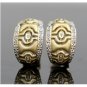 UNIQUE 14K SOLID YELLOW GOLD & DIAMOND MATTE GOLD PIERCED DESIGN ESTATE EARRINGS