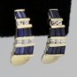 14K SOLID YELLOW GOLD 2.30 CTW SAPPHIRE BAGUETTE & WHITE ROUND SAPPHIRE EARRINGS