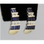 14K SOLID YELLOW GOLD 2.30 CTW SAPPHIRE BAGUETTE & WHITE ROUND SAPPHIRE EARRINGS