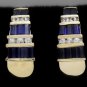 14K SOLID YELLOW GOLD 2.30 CTW SAPPHIRE BAGUETTE & WHITE ROUND SAPPHIRE EARRINGS