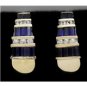 14K SOLID YELLOW GOLD 2.30 CTW SAPPHIRE BAGUETTE & WHITE ROUND SAPPHIRE EARRINGS