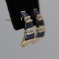 14K SOLID YELLOW GOLD 2.30 CTW SAPPHIRE BAGUETTE & WHITE ROUND SAPPHIRE EARRINGS