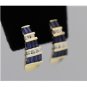 14K SOLID YELLOW GOLD 2.30 CTW SAPPHIRE BAGUETTE & WHITE ROUND SAPPHIRE EARRINGS