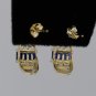 14K SOLID YELLOW GOLD 2.30 CTW SAPPHIRE BAGUETTE & WHITE ROUND SAPPHIRE EARRINGS