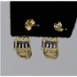 14K SOLID YELLOW GOLD 2.30 CTW SAPPHIRE BAGUETTE & WHITE ROUND SAPPHIRE EARRINGS