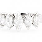 18K WHITE GOLD ROUND MARQUISE DIAMOND WEDDING ANNIVERSARY RING 1.01 CARAT F/VS2