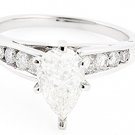 BEAUTIFUL 14K WHITE GOLD 1.97 TCW PEAR SHAPE DIAMOND ENGAGEMENT RING ~ FREE S&H