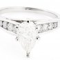 BEAUTIFUL 14K WHITE GOLD 1.97 TCW PEAR SHAPE DIAMOND ENGAGEMENT RING ~ FREE S&H
