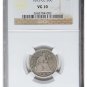 RARE 1875 CC CARSON CITY SEATED LIBERTY NGC VG10 20 CENTS SILVER COIN ~LOW MINT!