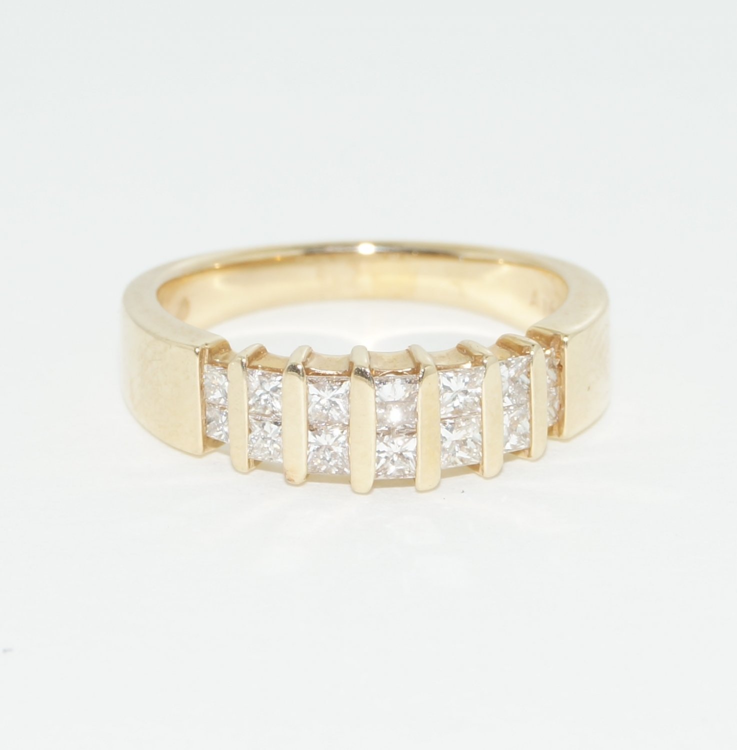 14k SOLID YELLOW GOLD .75CT PRINCESS CUT DIAMOND ANNIVERSARY COCKTAIL BAND RING